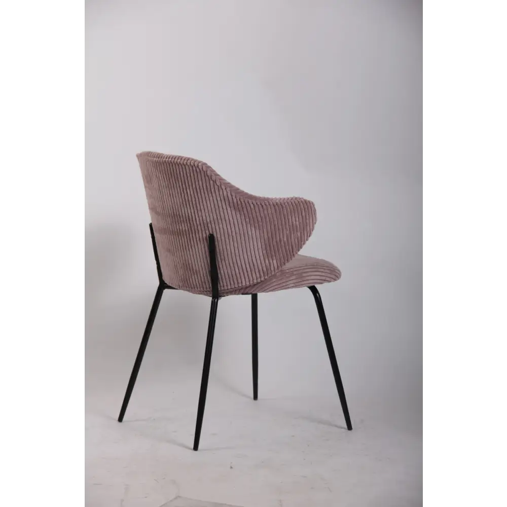 Set of 4 Dining Chairs with Corduroy Cord Fabric in Pink - Furniture > Bar Stools & Chairs > Arm Chairs & Recliners