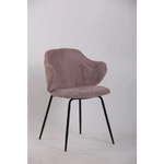 Set of 4 Dining Chairs with Corduroy Cord Fabric in Pink - Furniture > Bar Stools & Chairs > Arm Chairs & Recliners