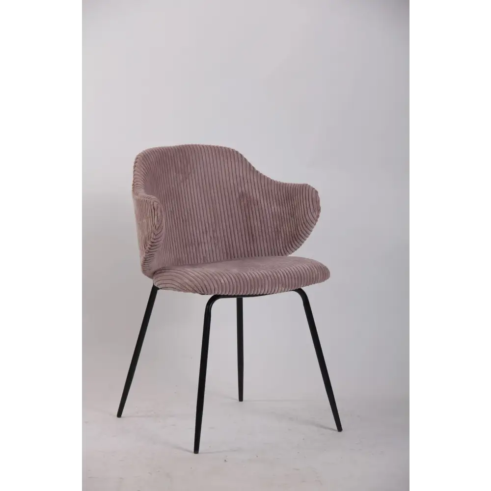 Set of 4 Dining Chairs with Corduroy Cord Fabric in Pink - Furniture > Bar Stools & Chairs > Arm Chairs & Recliners