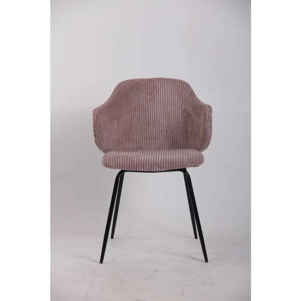 Set of 4 Dining Chairs with Corduroy Cord Fabric in Pink - Furniture > Bar Stools & Chairs > Arm Chairs & Recliners