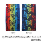 Set of 4 Imperfect Jacquard Terry Beach Towels Butterfly - Home & Garden > Bathroom Accessories