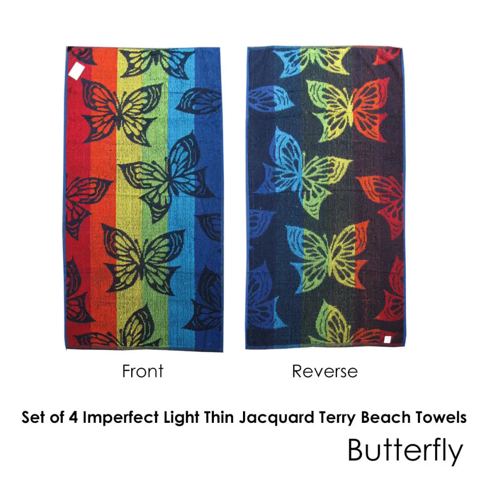 Set of 4 Imperfect Jacquard Terry Beach Towels Butterfly - Home & Garden > Bathroom Accessories