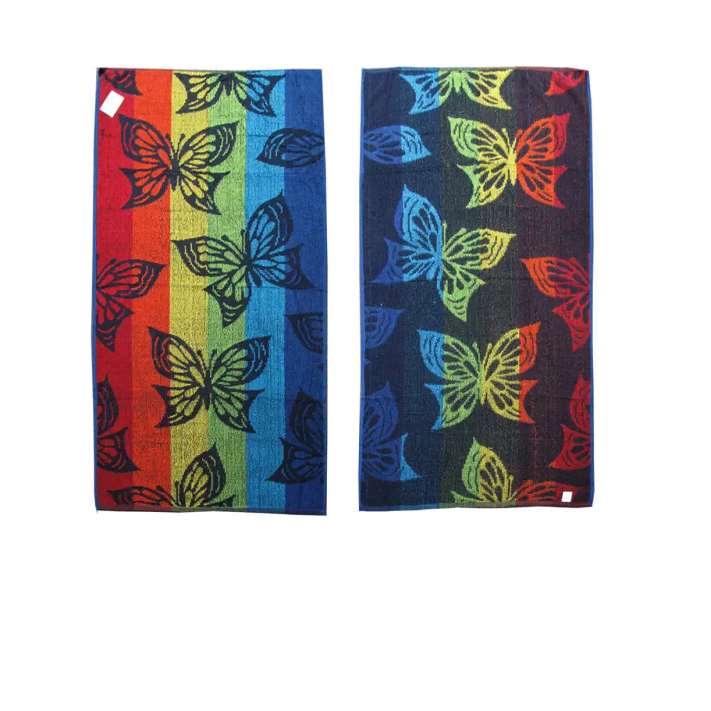 Set of 4 Imperfect Jacquard Terry Beach Towels Butterfly - Home & Garden > Bathroom Accessories