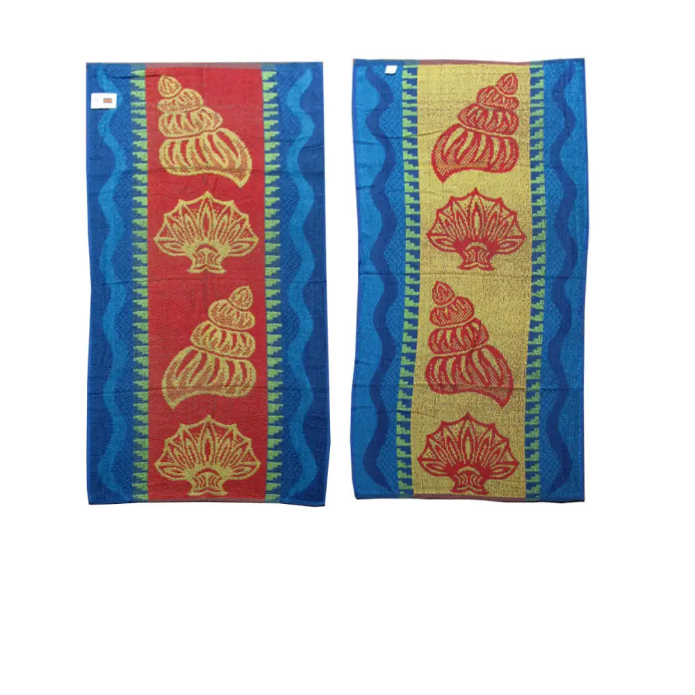 Set of 4 Imperfect Jacquard Terry Beach Towels Sea Shells - Home & Garden > Bathroom Accessories
