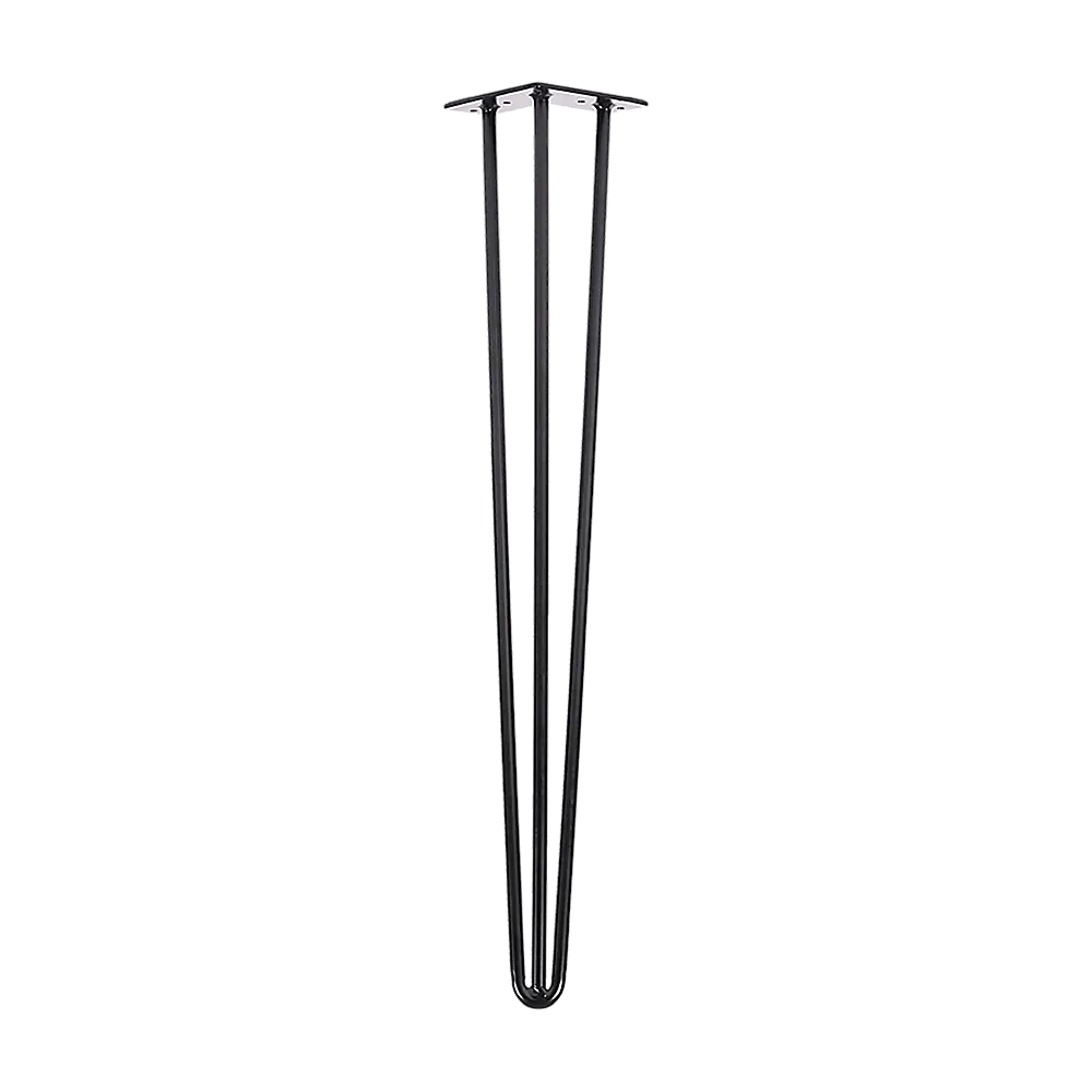 Set of 4 Industrial 3-Rod Retro Hairpin Table Legs 12mm Steel Bench Desk - 71cm Black - Furniture > Office