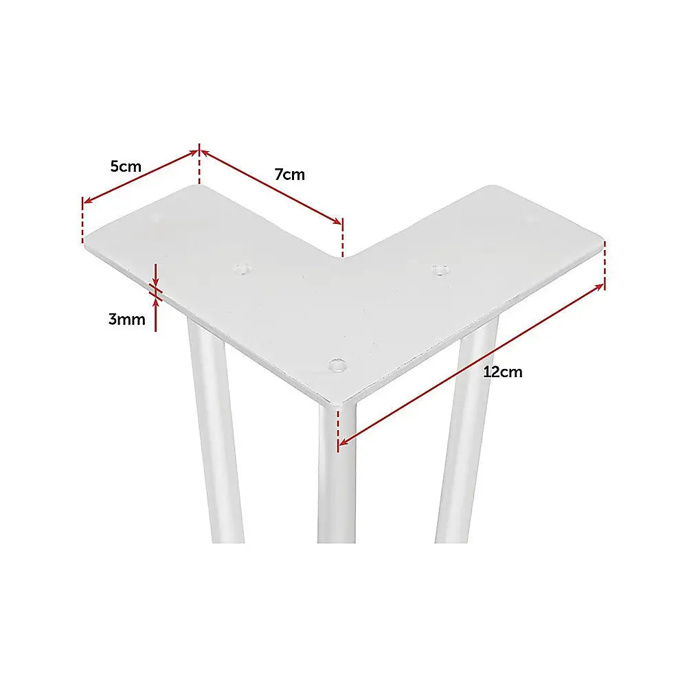 Set of 4 Industrial 3-Rod Retro Hairpin Table Legs 12mm Steel Bench Desk - 71cm White - Furniture > Office