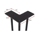 Set of 4 Industrial 3-Rod Retro Hairpin Table Legs 12mm Steel Bench Desk - 71cm Black - Furniture > Office