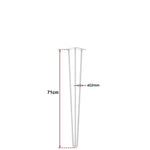 Set of 4 Industrial 3-Rod Retro Hairpin Table Legs 12mm Steel Bench Desk - 71cm White - Furniture > Office