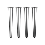 Set of 4 Industrial 3-Rod Retro Hairpin Table Legs 12mm Steel Bench Desk - 71cm Black - Furniture > Office