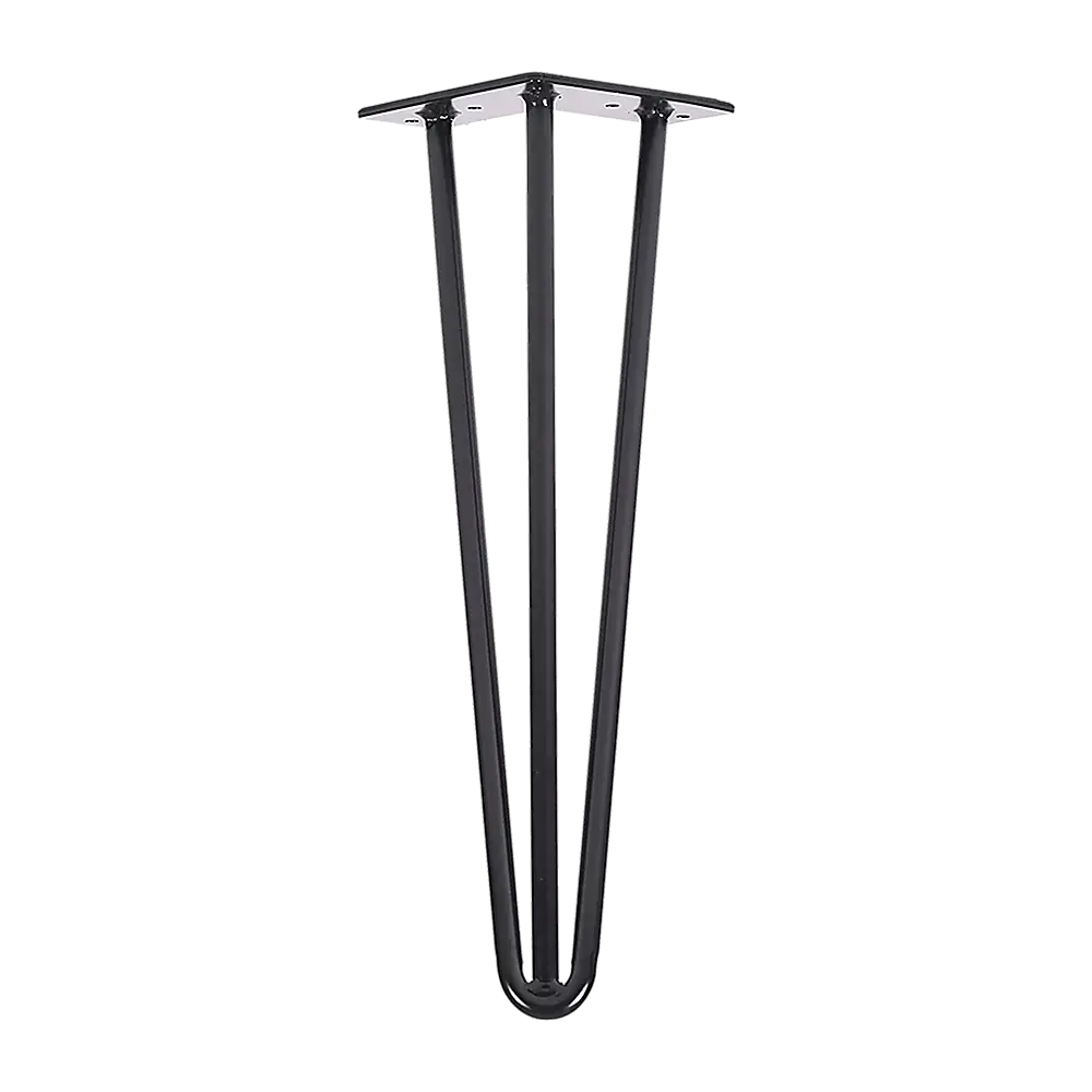 Set of 4 Industrial 3-Rod Retro Hairpin Table Legs 12mm Steel Bench Desk - 41cm Black - Furniture > Office