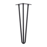 Set of 4 Industrial 3-Rod Retro Hairpin Table Legs 12mm Steel Bench Desk - 41cm Black - Furniture > Office