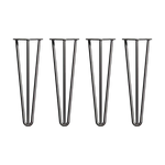 Set of 4 Industrial 3-Rod Retro Hairpin Table Legs 12mm Steel Bench Desk - 41cm Black - Furniture > Office