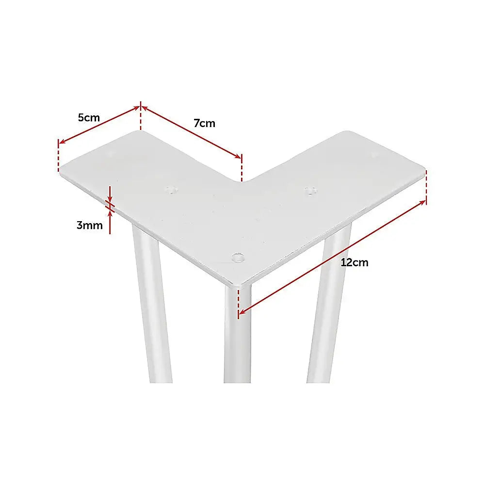 Set of 4 Industrial 3-Rod Retro Table Legs 12mm Steel Bench Desk - 41cm White - Furniture > Office