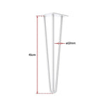Set of 4 Industrial 3-Rod Retro Table Legs 12mm Steel Bench Desk - 41cm White - Furniture > Office