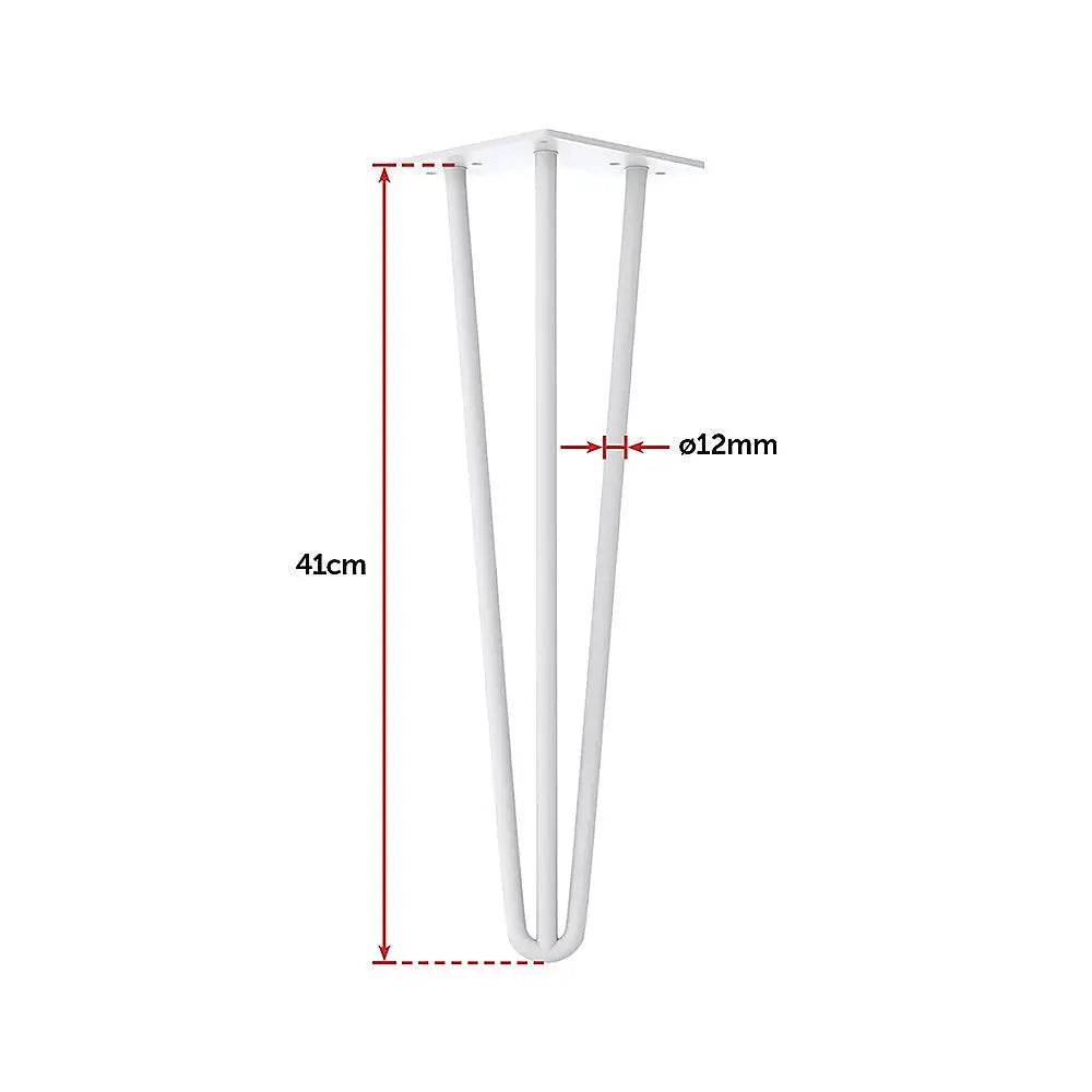 Set of 4 Industrial 3-Rod Retro Table Legs 12mm Steel Bench Desk - 41cm White - Furniture > Office