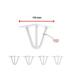 Set of 4 Industrial 3-Rod Retro Table Legs 12mm Steel Bench Desk - 11cm White - Furniture > Office