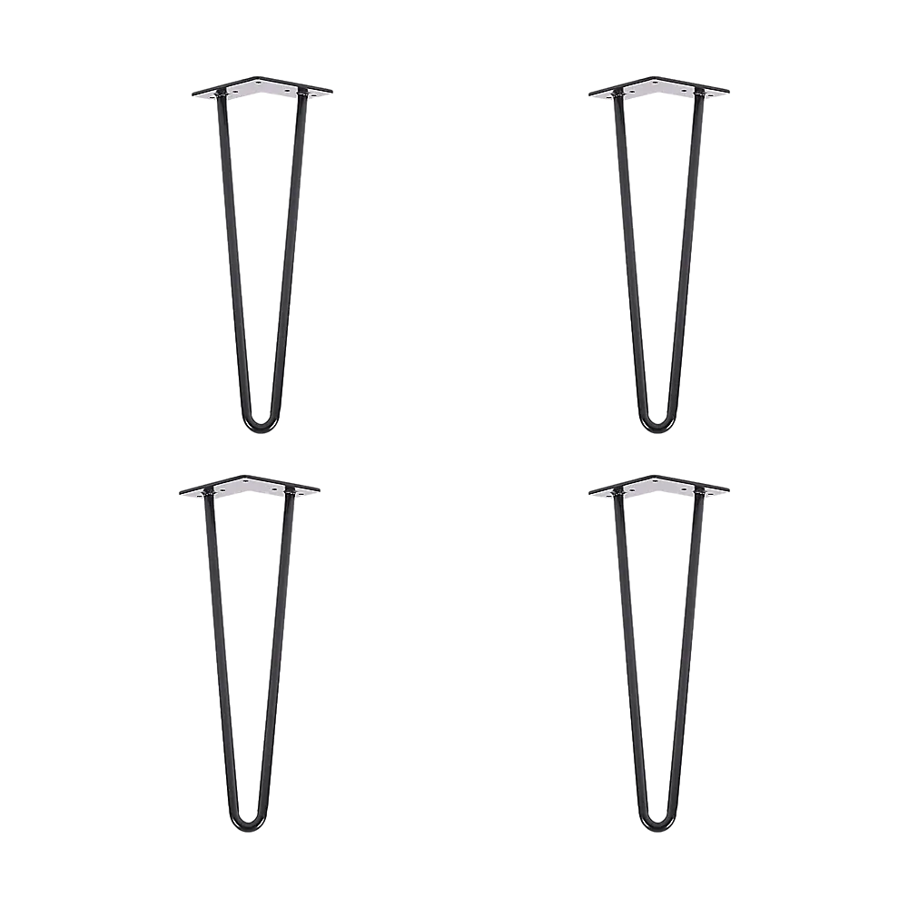Set of 4 Industrial Retro Hairpin Table Legs 12mm Steel Bench Desk - 41cm Black - Furniture > Office