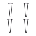 Set of 4 Industrial Retro Hairpin Table Legs 12mm Steel Bench Desk - 41cm Black - Furniture > Office