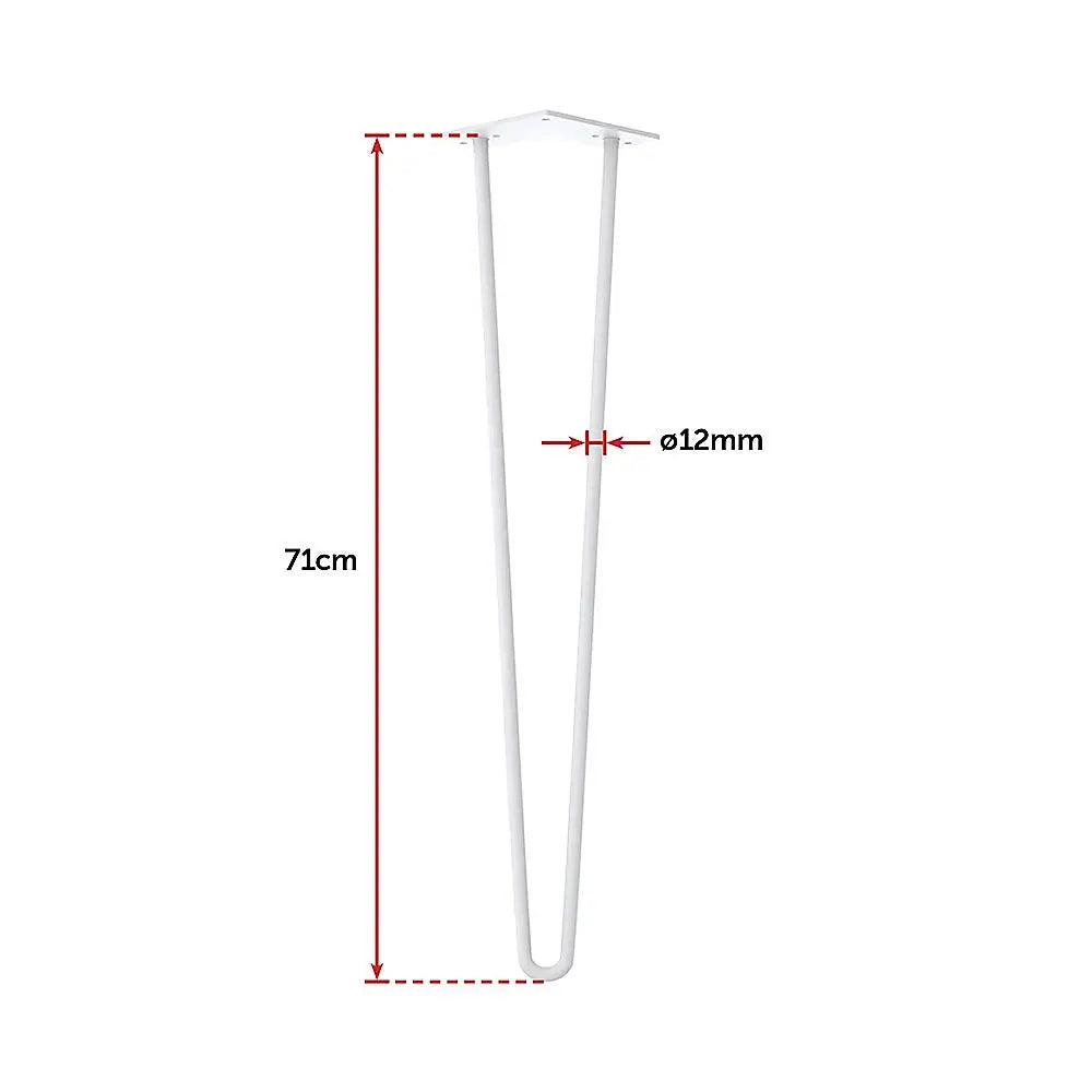 Set of 4 Industrial Retro Hairpin Table Legs 12mm Steel Bench Desk - 71cm White - Furniture > Office