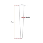 Set of 4 Industrial Retro Hairpin Table Legs 12mm Steel Bench Desk - 71cm White - Furniture > Office