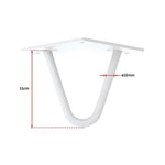 Set of 4 Industrial Retro Hairpin Table Legs 12mm Steel Bench Desk - 11cm White - Furniture > Office