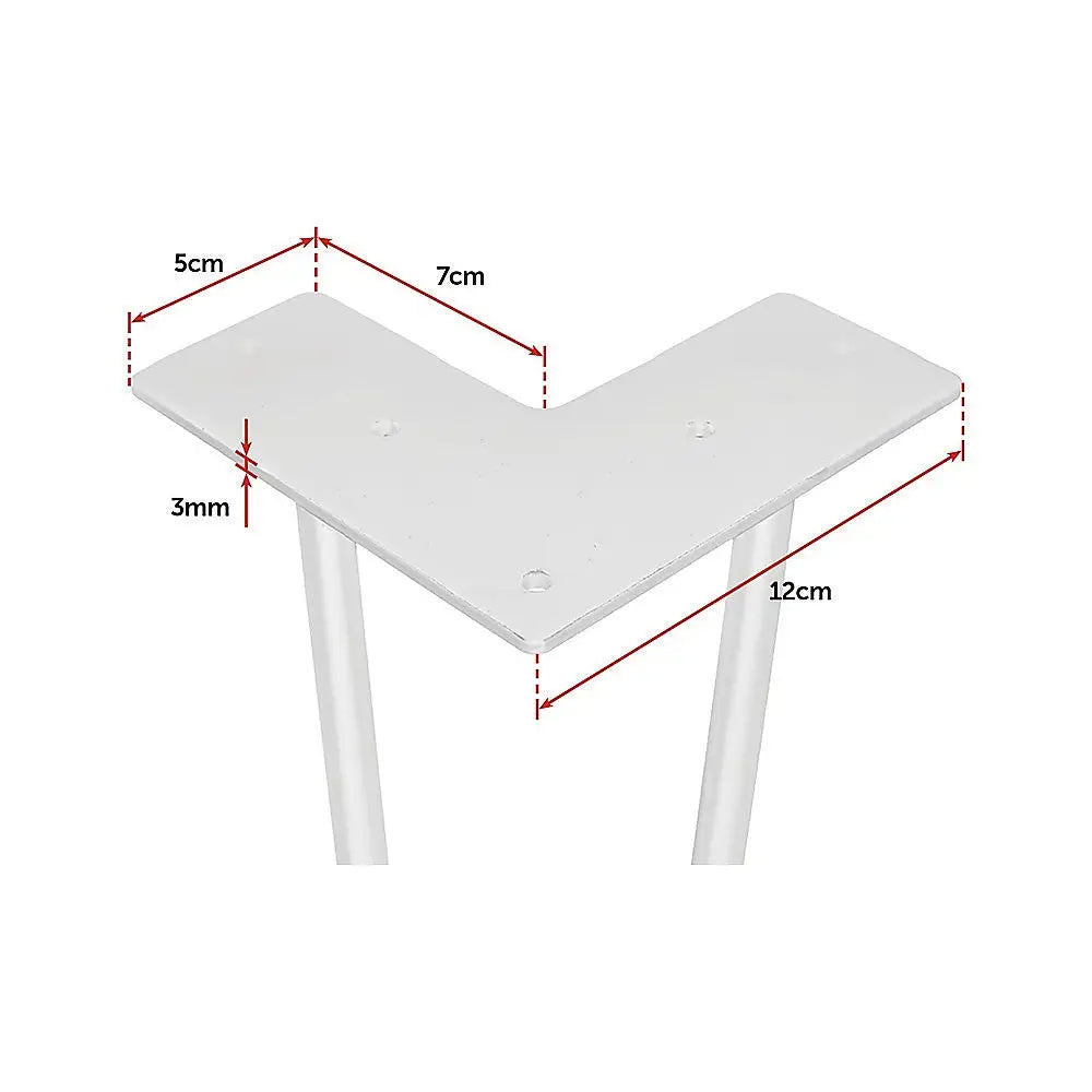 Set of 4 Industrial Retro Hairpin Table Legs 12mm Steel Bench Desk - 71cm White - Furniture > Office
