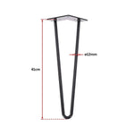 Set of 4 Industrial Retro Hairpin Table Legs 12mm Steel Bench Desk - 41cm Black - Furniture > Office