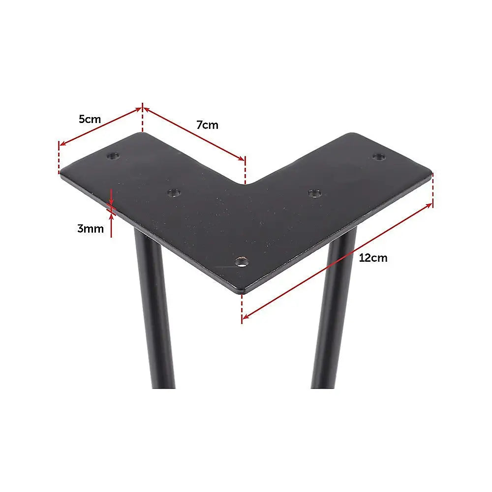 Set of 4 Industrial Retro Hairpin Table Legs 12mm Steel Bench Desk - 71cm Black - Furniture > Office