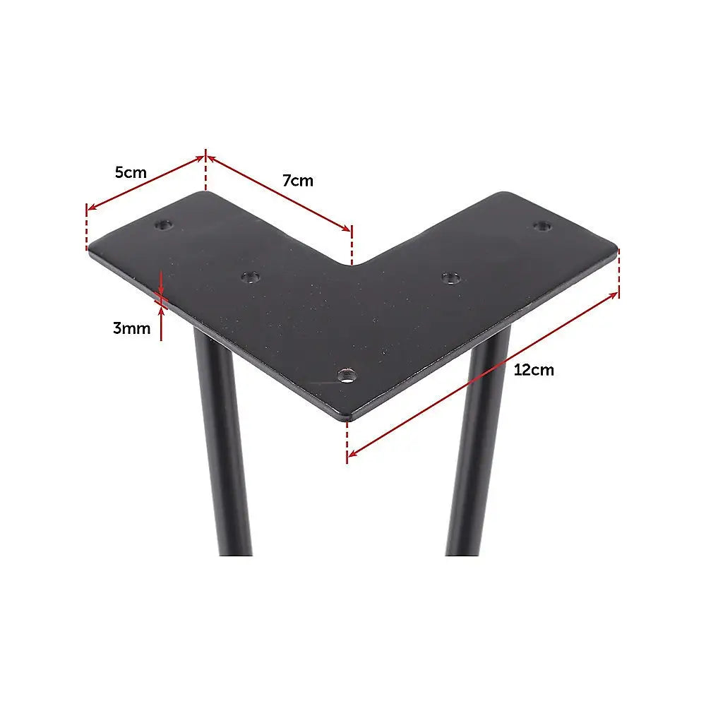 Set of 4 Industrial Retro Hairpin Table Legs 12mm Steel Bench Desk - 11cm Black - Furniture > Office