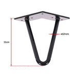 Set of 4 Industrial Retro Hairpin Table Legs 12mm Steel Bench Desk - 11cm Black - Furniture > Office