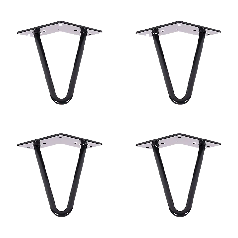 Set of 4 Industrial Retro Hairpin Table Legs 12mm Steel Bench Desk - 11cm Black - Furniture > Office