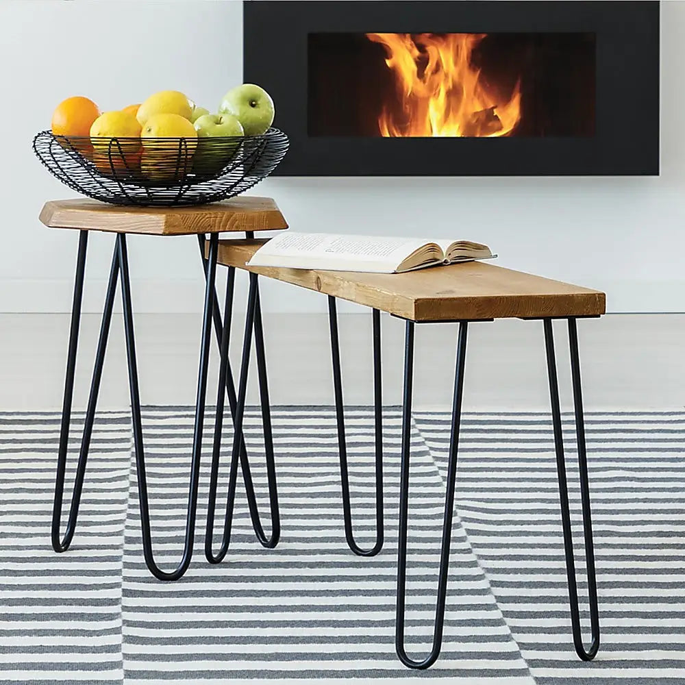 Set of 4 Industrial Retro Hairpin Table Legs 12mm Steel Bench Desk - 41cm Black - Furniture > Office