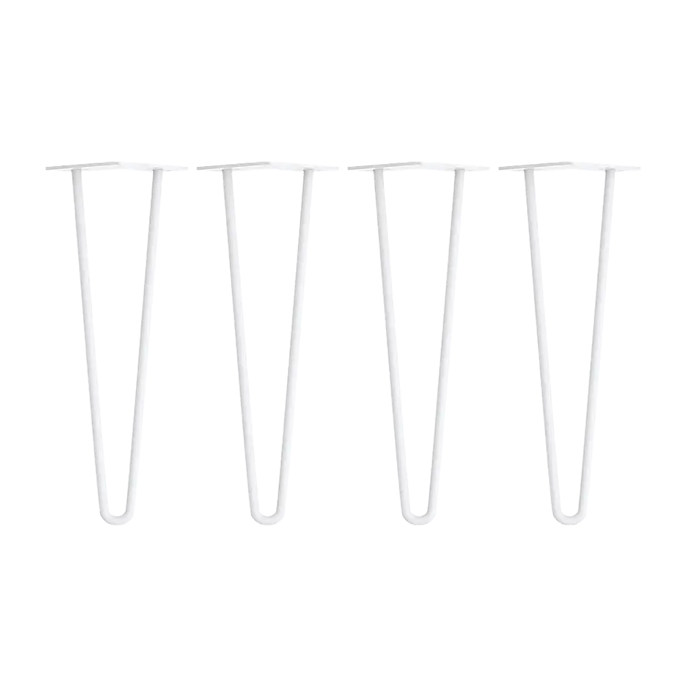 Set of 4 Industrial Retro Hairpin Table Legs 12mm Steel Bench Desk - 41cm White - Furniture > Office