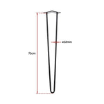 Set of 4 Industrial Retro Hairpin Table Legs 12mm Steel Bench Desk - 71cm Black - Furniture > Office