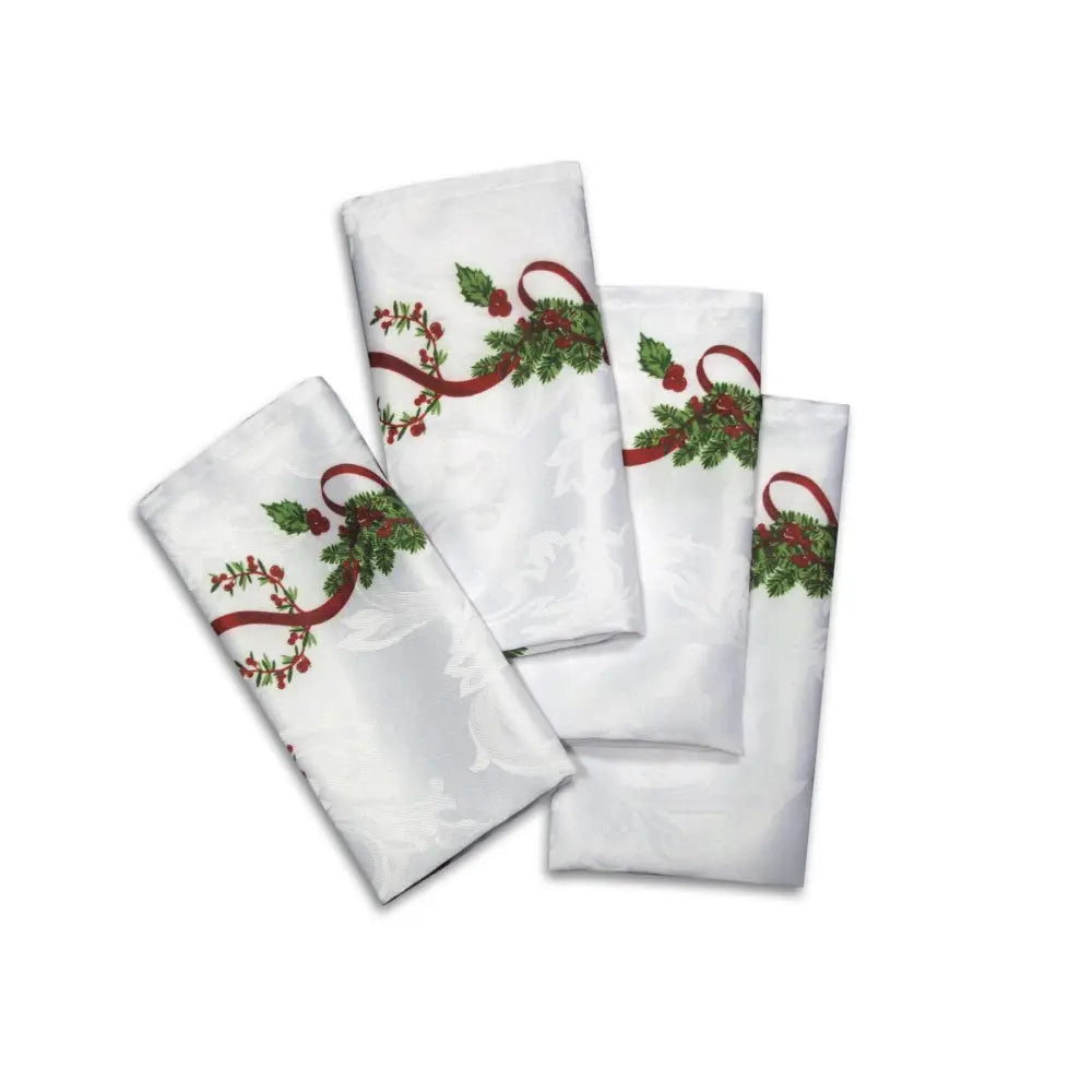 Set of 4 Ornate Christmas Xmas Festival Jacquard Napkins - Home & Garden > Kitchenware