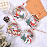 Set of 4 Wooden Christmas Hanging Ornaments – Santa Snowman and Reindeer Decorations （2 set 8 pieces in total)）