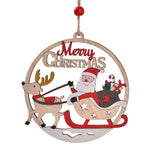 Set of 4 Wooden Christmas Hanging Ornaments – Santa Snowman and Reindeer Decorations （2 set 8 pieces in total)）