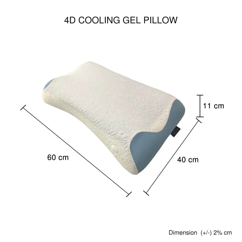 Set of 4X 4D Cooling Gel Technology Memory Foam Removable Outer Cover Hypoallergenic Pillow - Home & Garden > Bedding