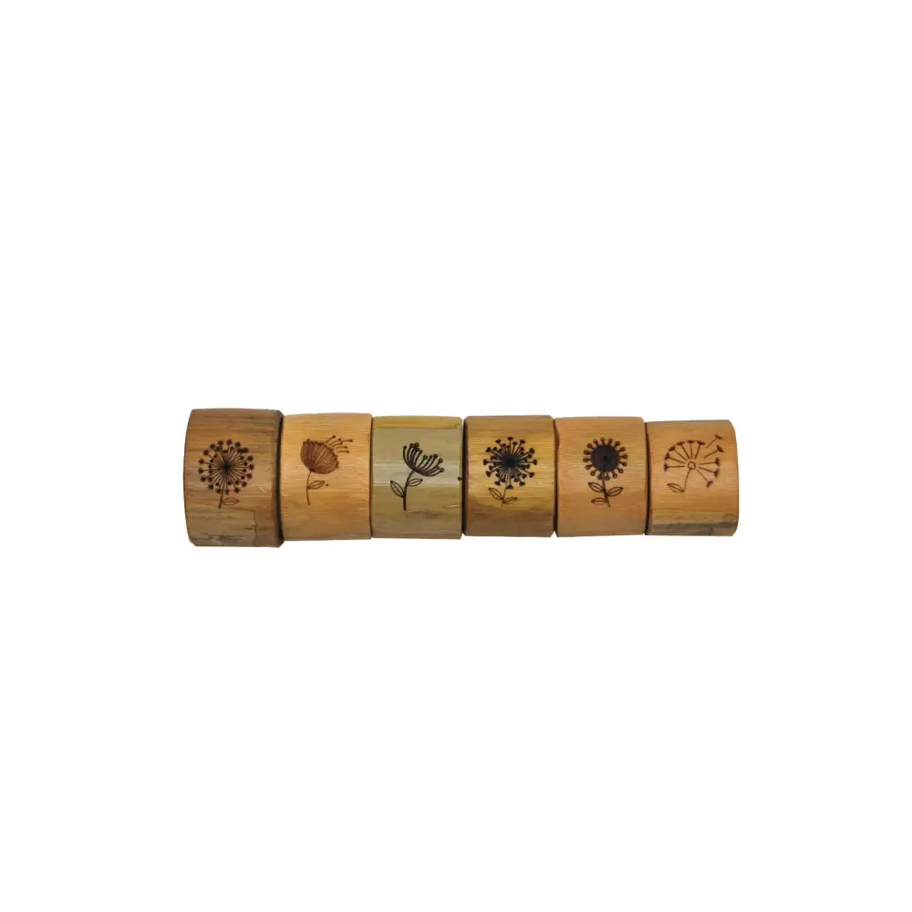 Set of 6 Bamboo Napkin Ring Living and Dinning - Home & Garden > Kitchenware