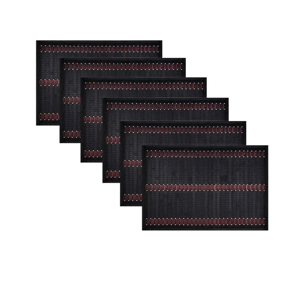 Set of 6 Diana Black Bamboo Table Placemats 30 x 45cm - Home & Garden > Kitchenware