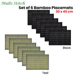 Set of 6 Multi Stitch Bamboo Table Placemats 30 x 45cm Teal - Home & Garden > Kitchenware