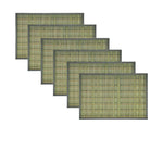 Set of 6 Multi Stitch Bamboo Table Placemats 30 x 45cm Teal - Home & Garden > Kitchenware