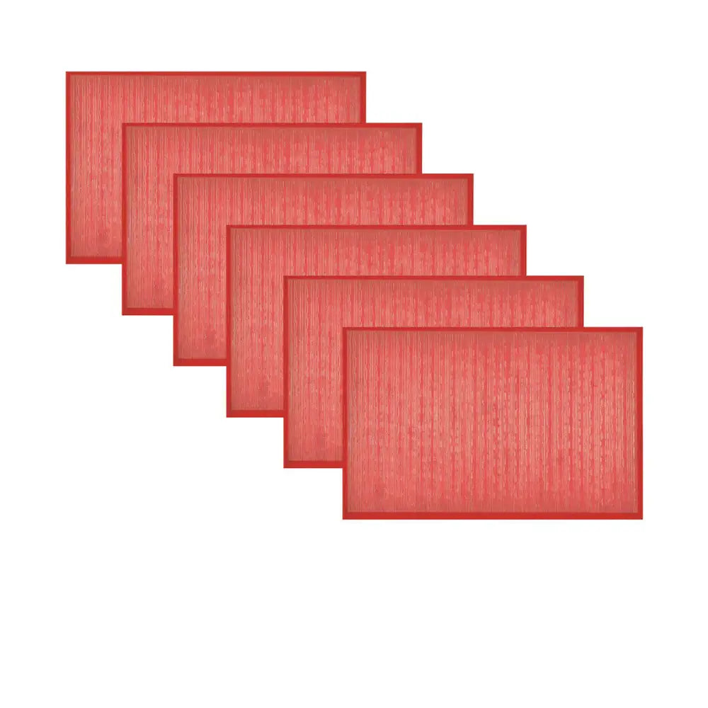 Set of 6 Varnish Bamboo Table Placemats 30 x 45cm Red - Home & Garden > Kitchenware
