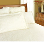 Shangri La Microfibre Machine Lace Sheet Set Cream Double - Home & Garden > Bedding