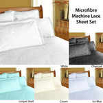 Shangri La Microfibre Machine Lace Sheet Set Ice Blue King - Home & Garden > Bedding