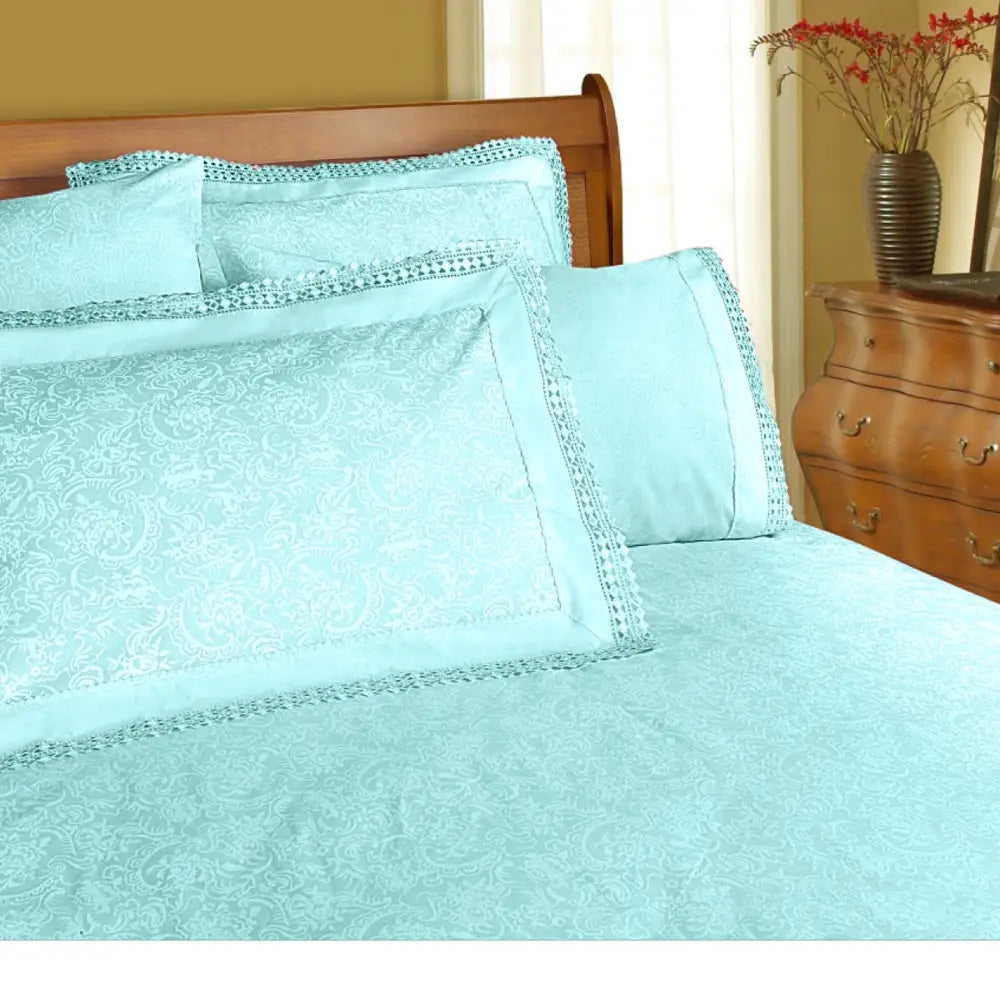 Shangri La Microfibre Machine Lace Sheet Set Limpet Shell King - Home & Garden > Bedding