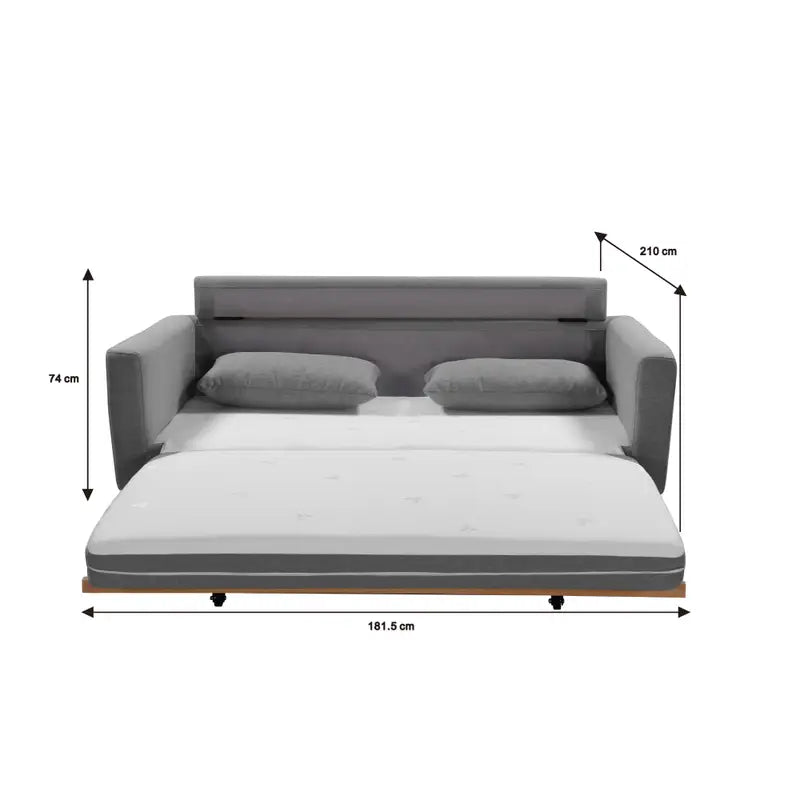 SHASA 2 Seater Pull-out Sofa bed Grey celadon - Furniture > Sofas