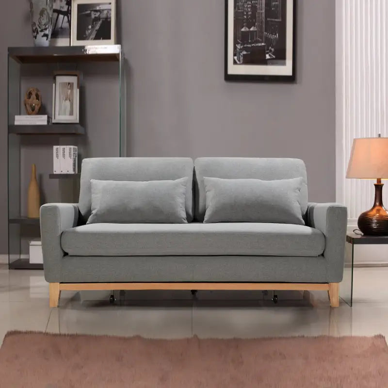 SHASA 2 Seater Pull-out Sofa bed Grey celadon - Furniture > Sofas