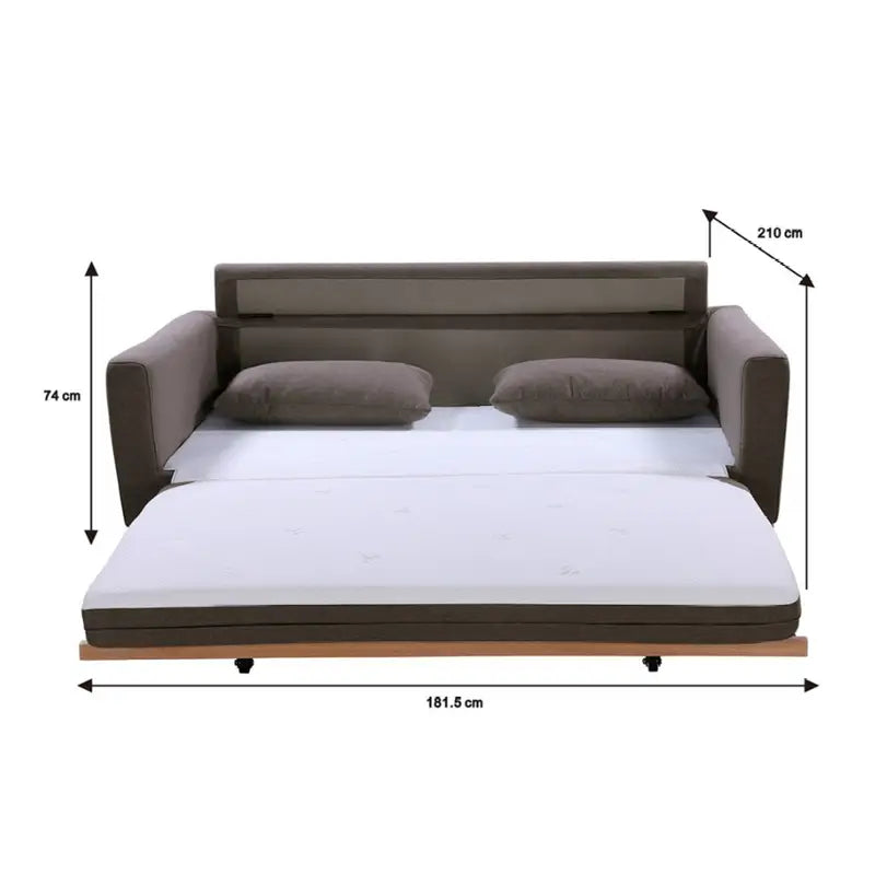 SHASA 2 Seater Pull-out Sofa bed Grey taupe - Furniture > Sofas