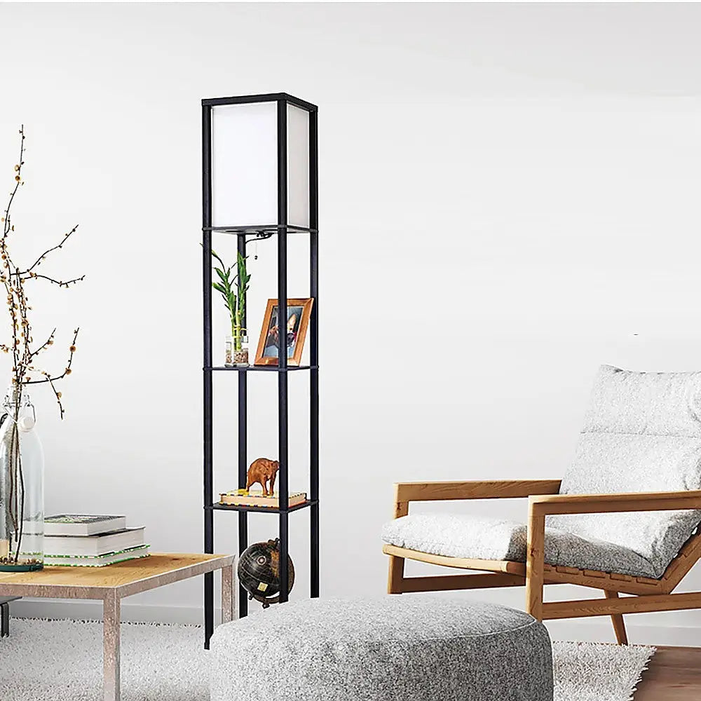 Shelf Floor Lamp - Shade Diffused Light Source with Open-Box Shelves - Home & Garden > Lighting